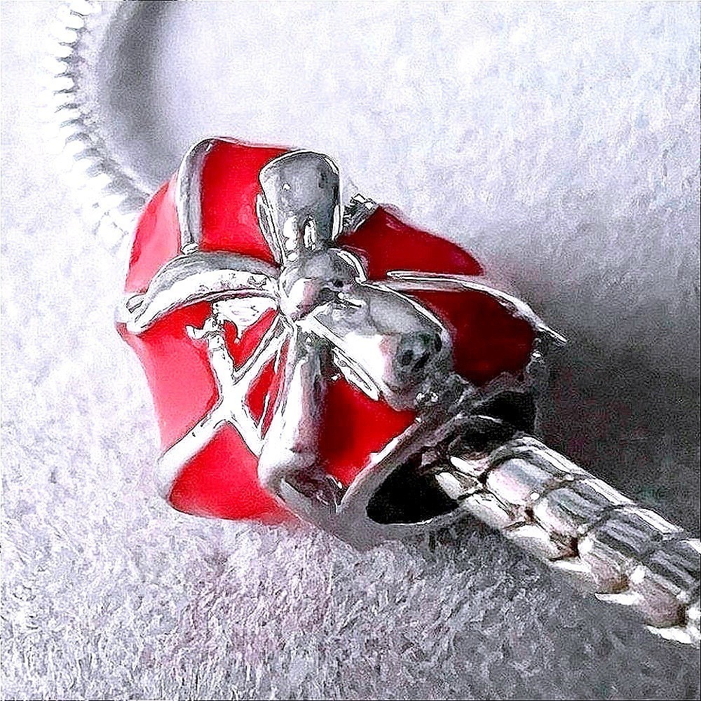 Red Heart Bowtie Bead Charm fits PANDORA